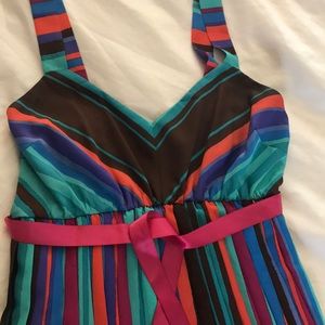 Multicolored striped maternity dress